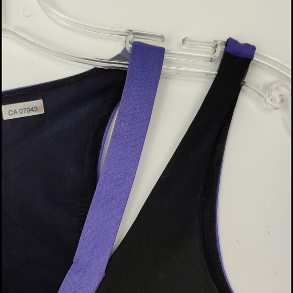 Swim gym athletic sport top running dance top purple and black swimming suit top - Picture 3 of 5
